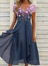 Elegant Lace Patchwork Chiffon Dress for Women Long Bridesmaid Evening Dress